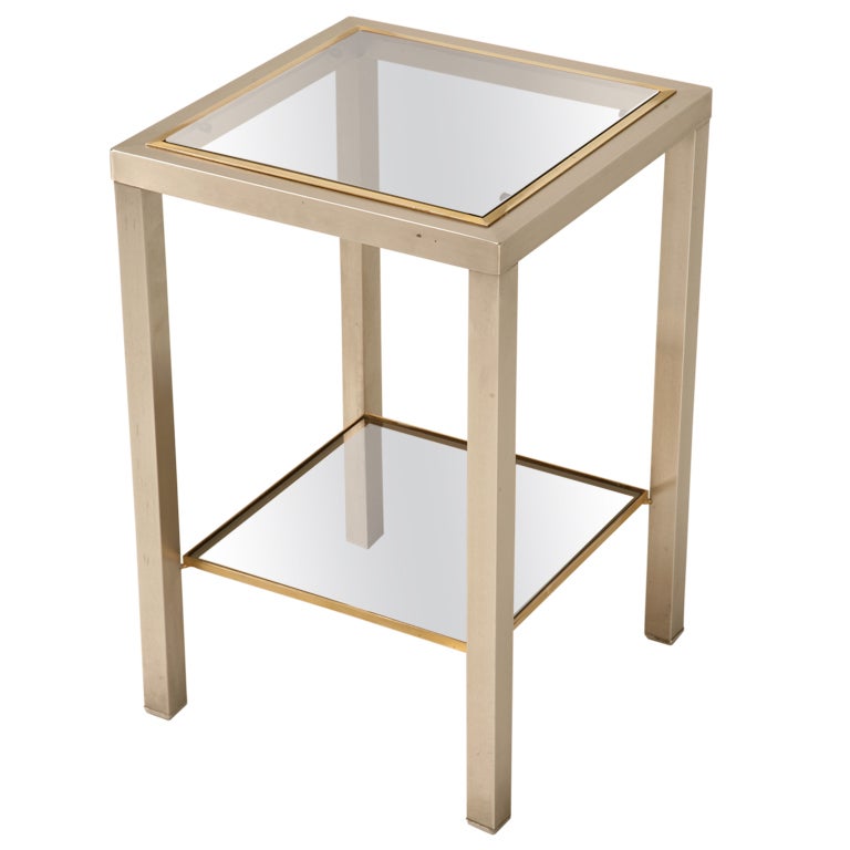 Striking French Modern Two-Tier Brass & Steel Side or End Table