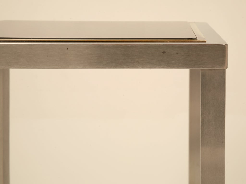 Striking French Modern Two-Tier Brass & Steel Side or End Table 1