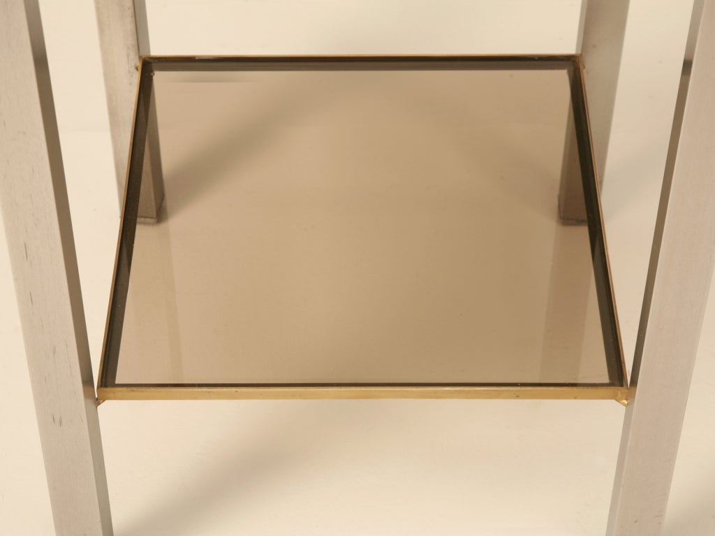 Striking French Modern Two-Tier Brass & Steel Side or End Table 3