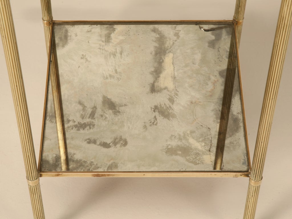 Seductive French 40's Two-Tier Aged Mirror End/Side Table 4