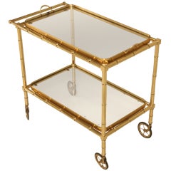 Stylish Vintage French Faux Bamboo Dessert, Bar or Tea Cart