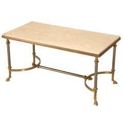 Vintage French Steel and Brass Coffee Table with Great Feet
