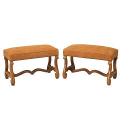 Magnificent Pair of Antique French Walnut Os de Mouton Benches