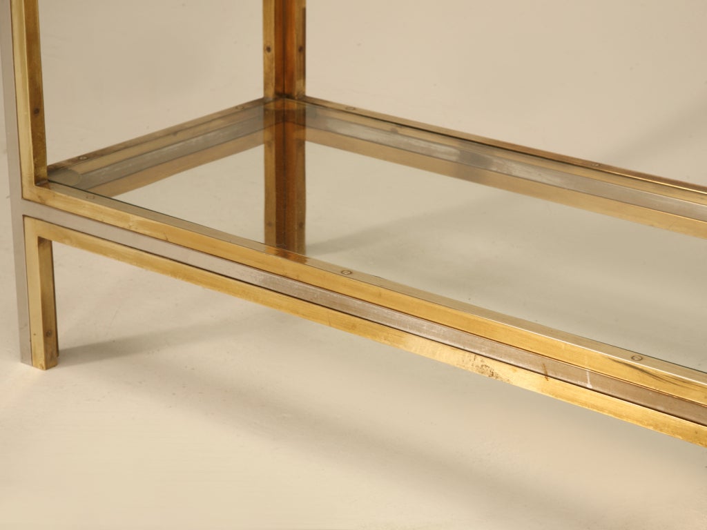 Vintage French Brass & Steel Two-Tone Console/Sofa Table 4