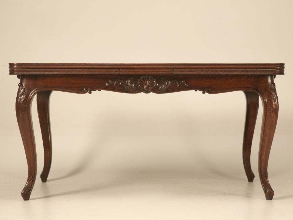 20th Century Antique Italian Louis XV Oak & Walnut Draw-Leaf Table