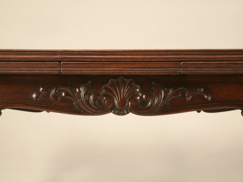 Antique Italian Louis XV Oak & Walnut Draw-Leaf Table 1