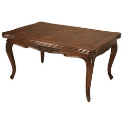 Antique Italian Louis XV Oak & Walnut Draw-Leaf Table