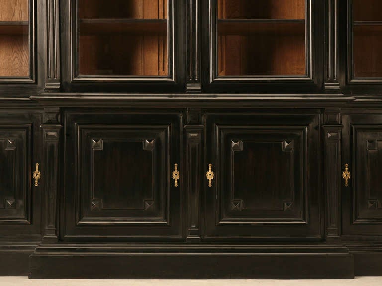 Ebonized Antique French Napoleon III Solid Walnut Bookcase/China Cabinet 4