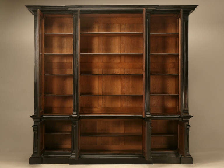 Ebonized Antique French Napoleon III Solid Walnut Bookcase/China Cabinet 5