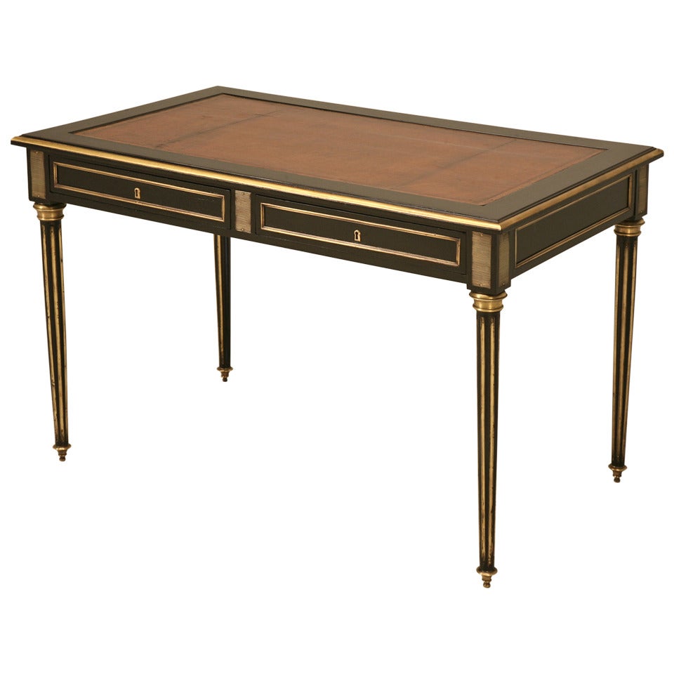 French Louis XVI Style Ebonized Mahogany Desk, circa 1900