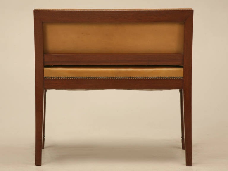 C1930's French Leather Louis XVI Style Bench 5