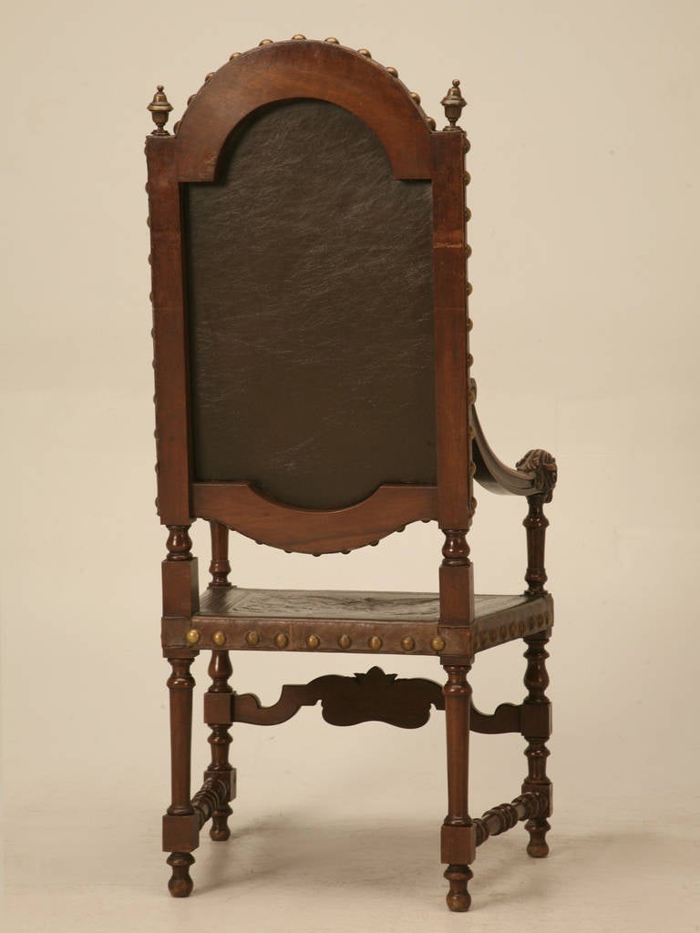 C1890 Spanish Hand-Tooled Leather Arm Chair 5
