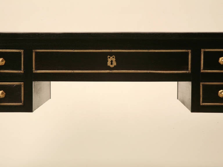 Leather French Louis XVI Style Ebonized Mahogany Desk
