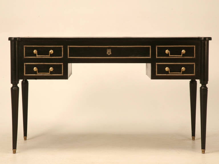 French Louis XVI Style Ebonized Mahogany Desk 5