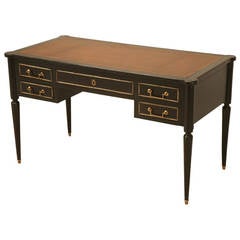 French Louis XVI Style Ebonized Mahogany Desk