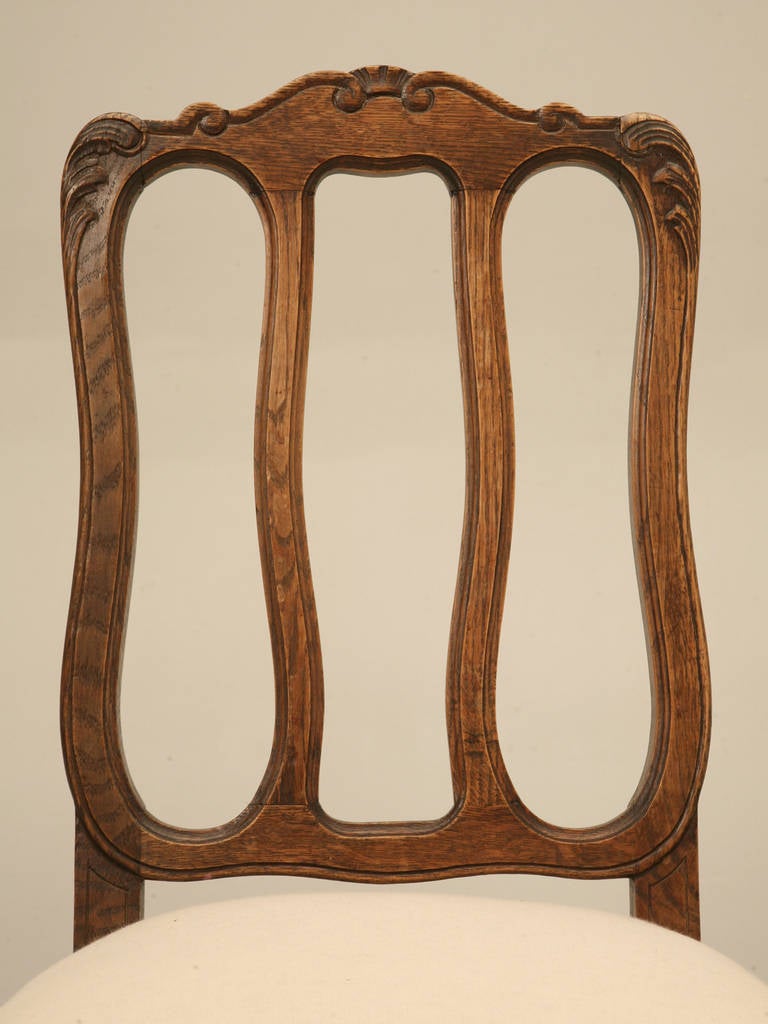 C1930's French Upholsterd Hand Carved DIning Chairs