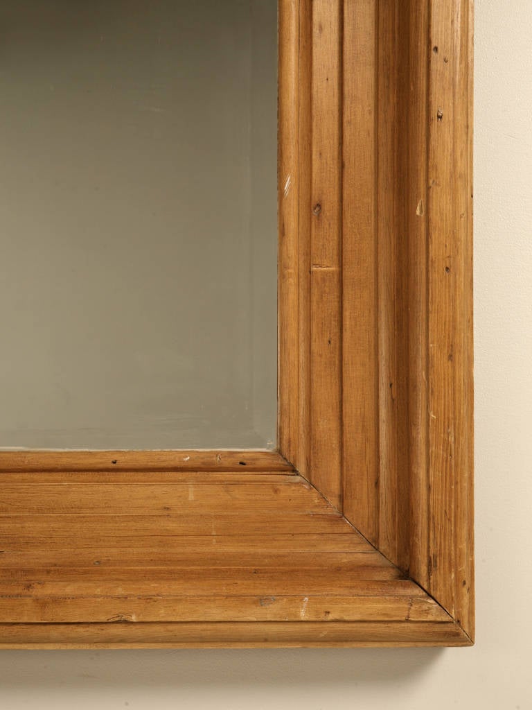 20th Century Antique English Scrubbed Pine Mirror