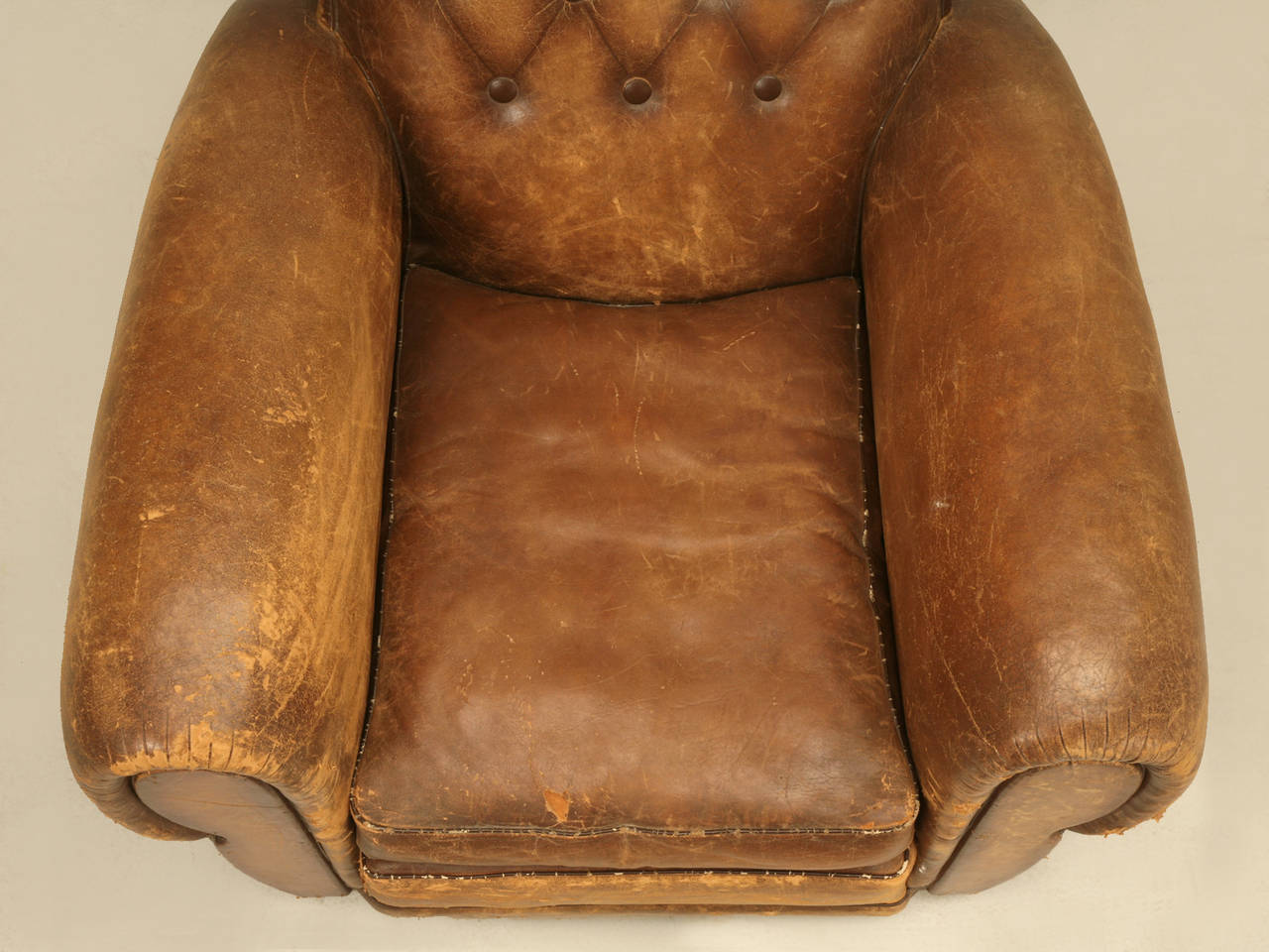 Mid-20th Century French Art Deco Club Chair in Original Leather
