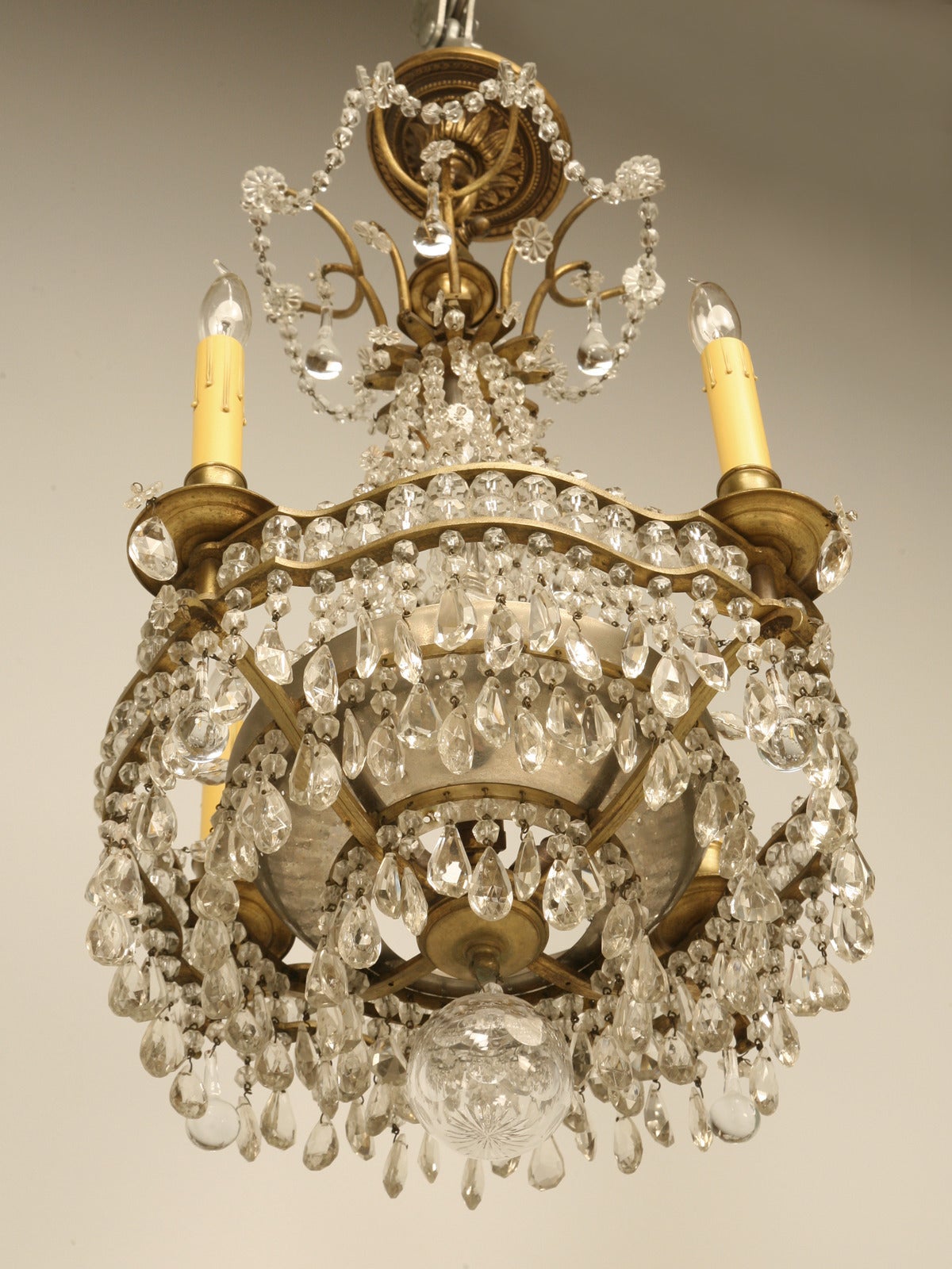 Antique French Bronze Petite Chandelier For Sale at 1stdibs