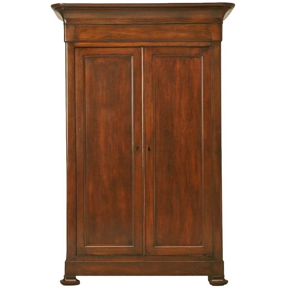 Stellar Antique French Louis Philippe Cherry Armoire with Fitted Interior