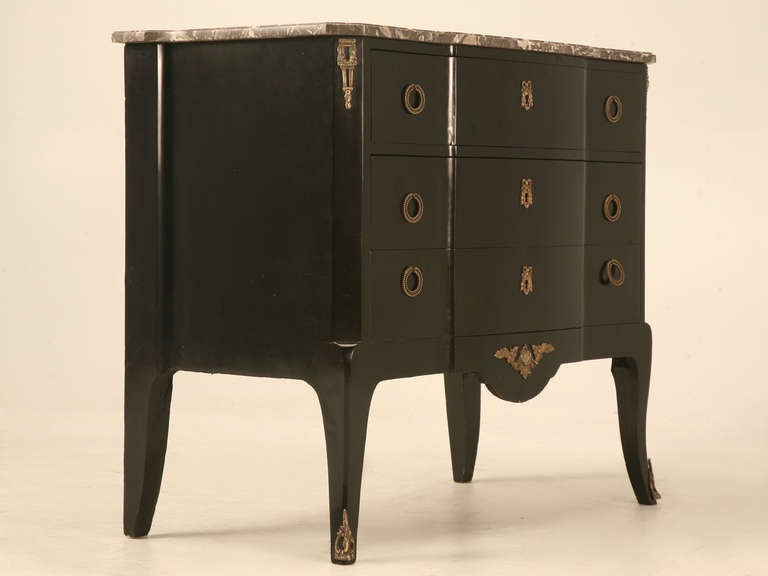 Special Antique French Commode w/3 Block Front Drawers & Orig. Marble Top