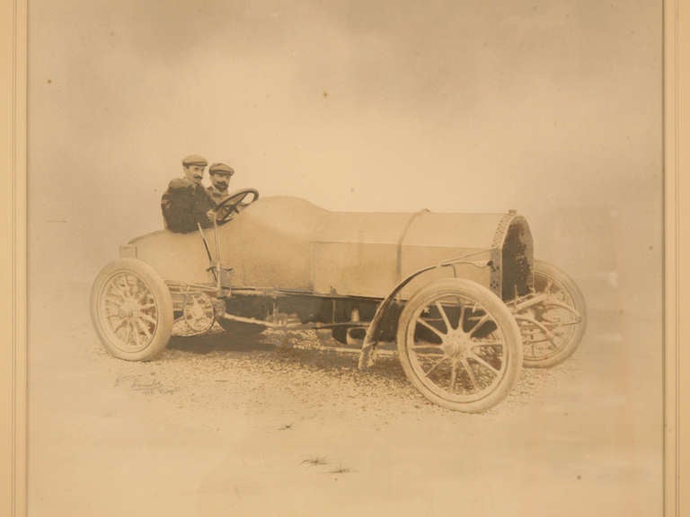 Original 1904 Photograph of Louis Rigolly in Gobron-Brillié Chain Driven Racer