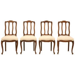 C1930's French Upholsterd Hand Carved DIning Chairs
