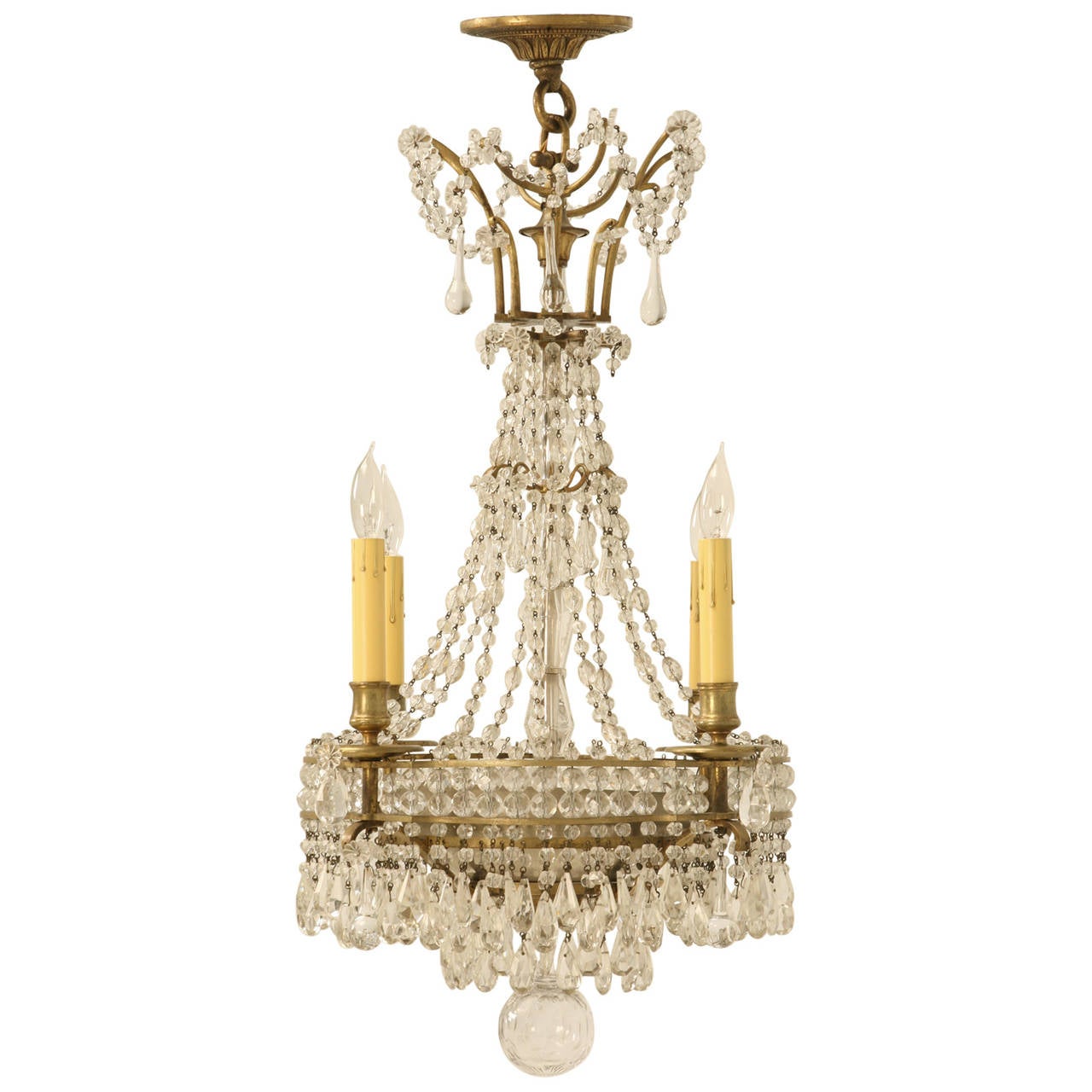 Antique French Bronze Petite Chandelier For Sale at 1stdibs