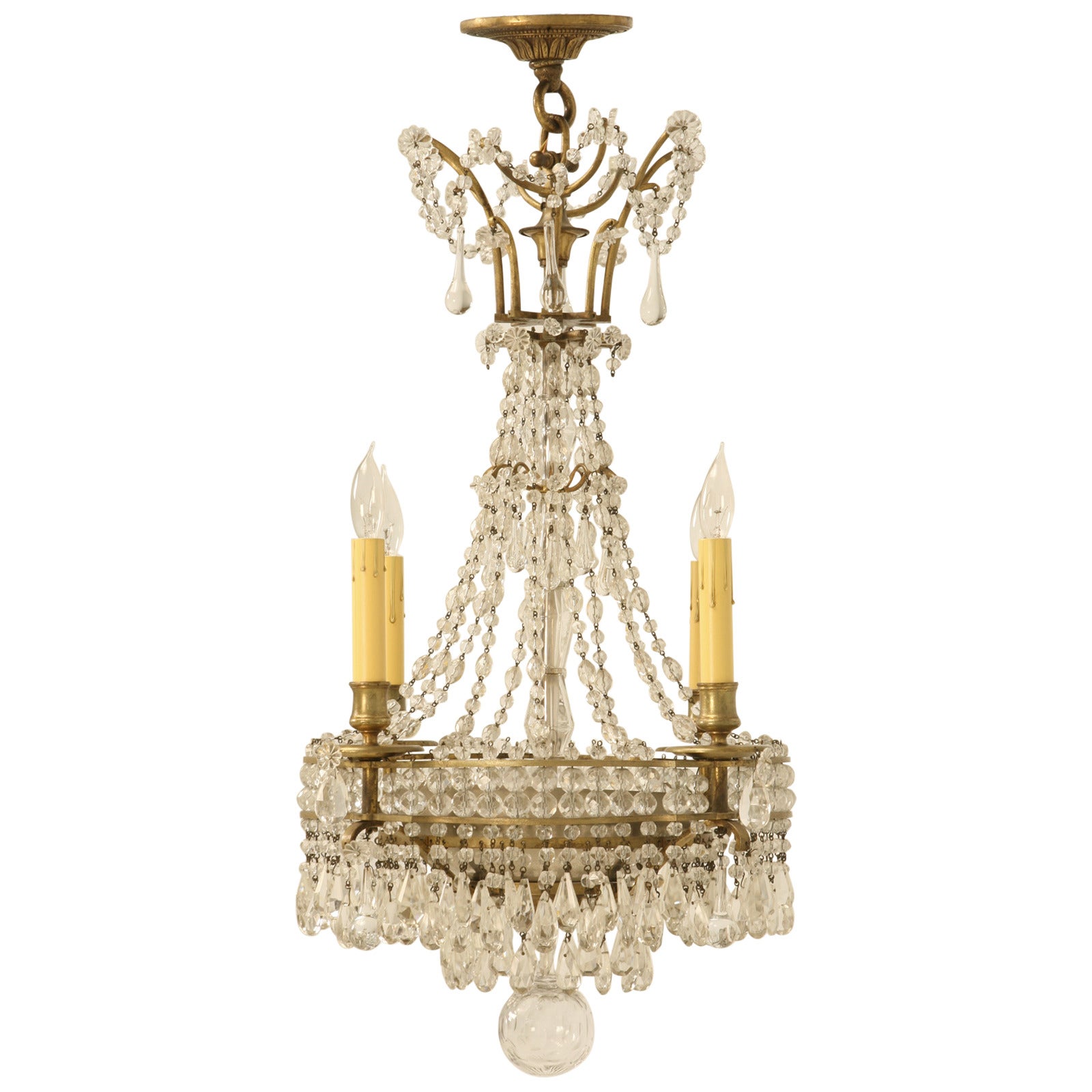 Antique French Bronze Petite Chandelier of Suburb Quality  For Sale