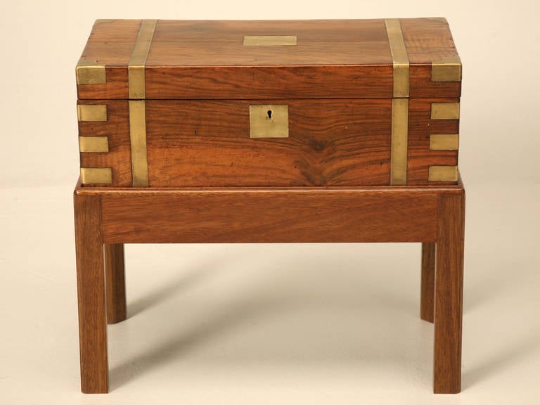 Antique English Burl Walnut Box on Stand