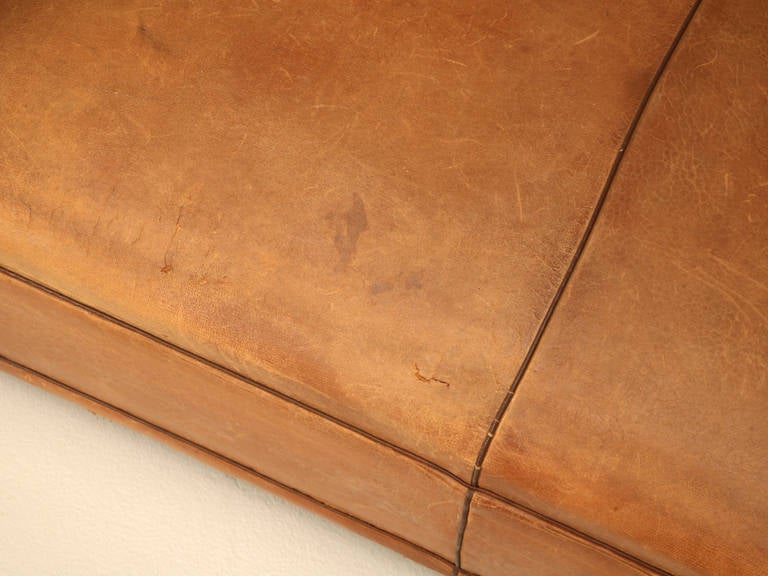 Mid-20th Century C1930's French Original Leather Moustache Back Settee/Sofa