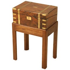 Antique Burl Walnut Box and Stand End Table