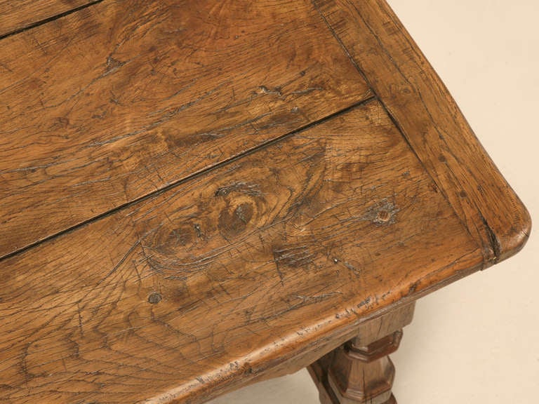 Country Authentic Original 17th Century Antique French White Oak Table with Two Drawers
