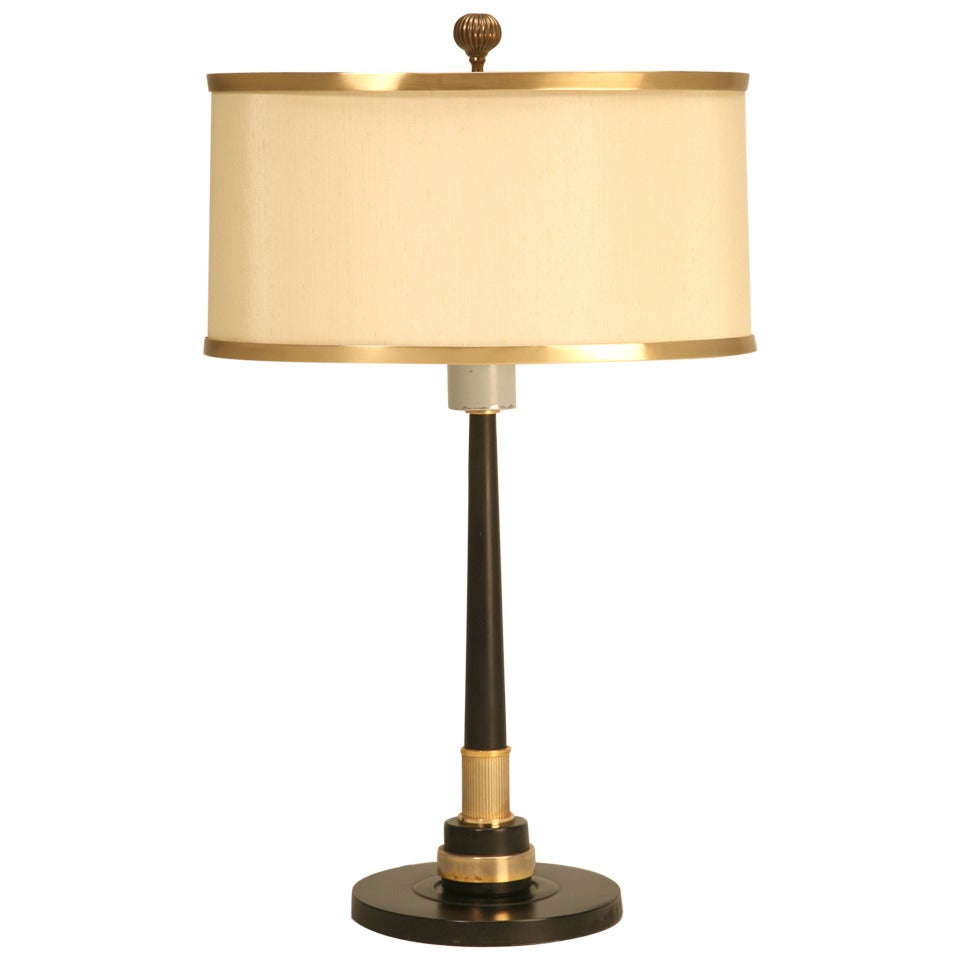 French Empire Inspired Lamp with Original Brass Edged Shade