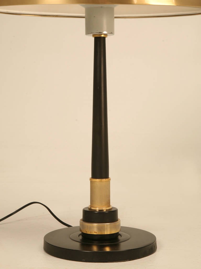 Mid-20th Century French Empire Inspired Lamp with Original Brass Edged Shade