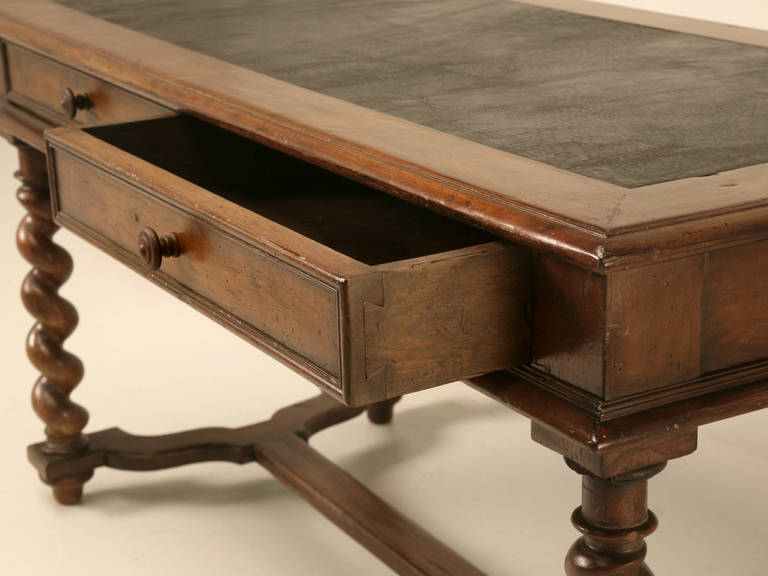 19th Century French Walnut Barley Twist Writing Desk, circa 1880