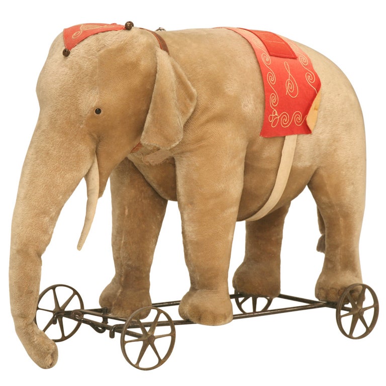 Original Antique "Steiff" Mohair Elephant Pull Toy (early 20th Century) at  1stDibs