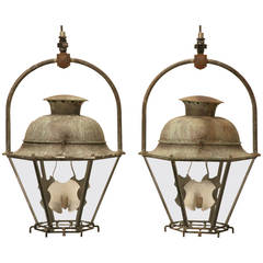 Pair of Antique Copper French Lanterns in the 18th Century Style