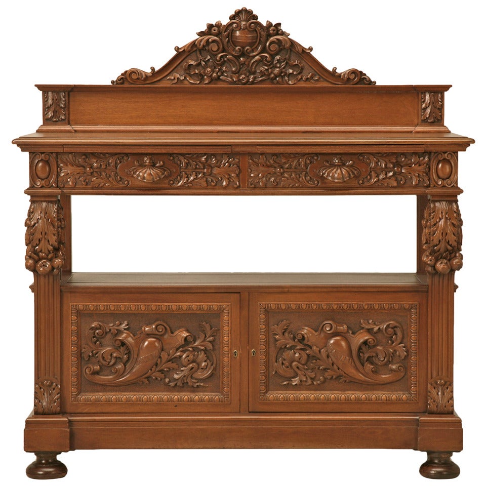 Antiker französischer Nussbaum-Dessertserver, um 1890 Restaurierter Zustand