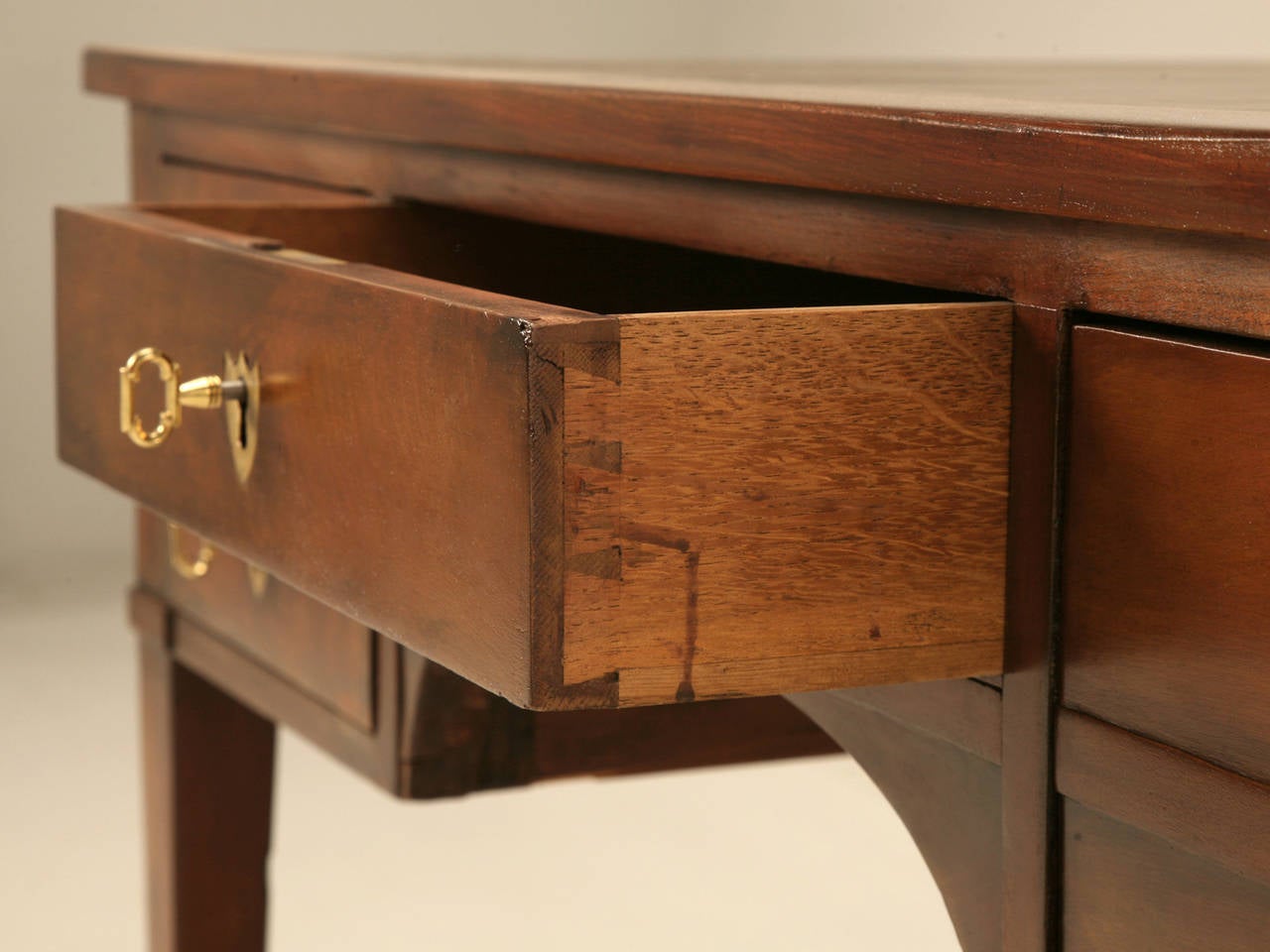 Leather French Mahogany Desk with Great Paw Feet, circa 1880