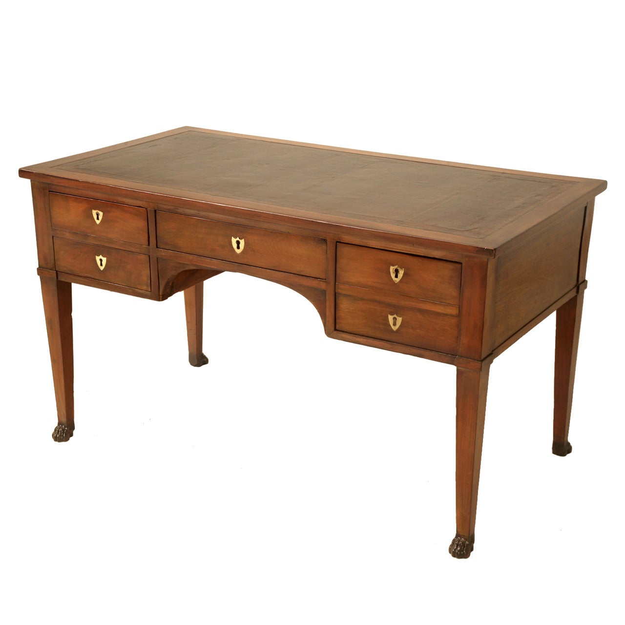 French Mahogany Desk with Great Paw Feet, circa 1880