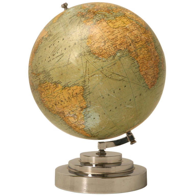 Vintage French Art Deco Step Based Globe by G. Thomas, Paris at 1stdibs