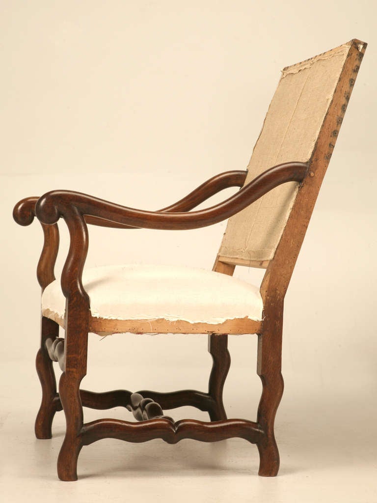 Classic Pair of Antique French Os de Mouton Solid Oak Throne Chairs 3