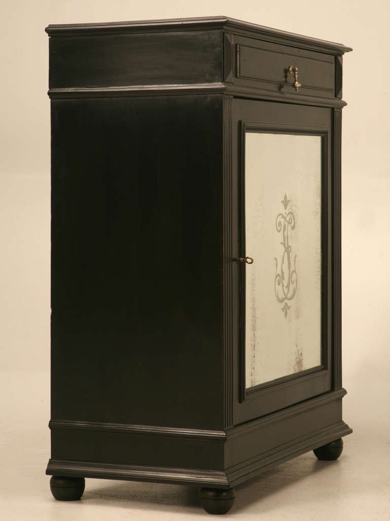 Original Antique French Napoleon III One Drawer over One Mirrored Door Cupboard
