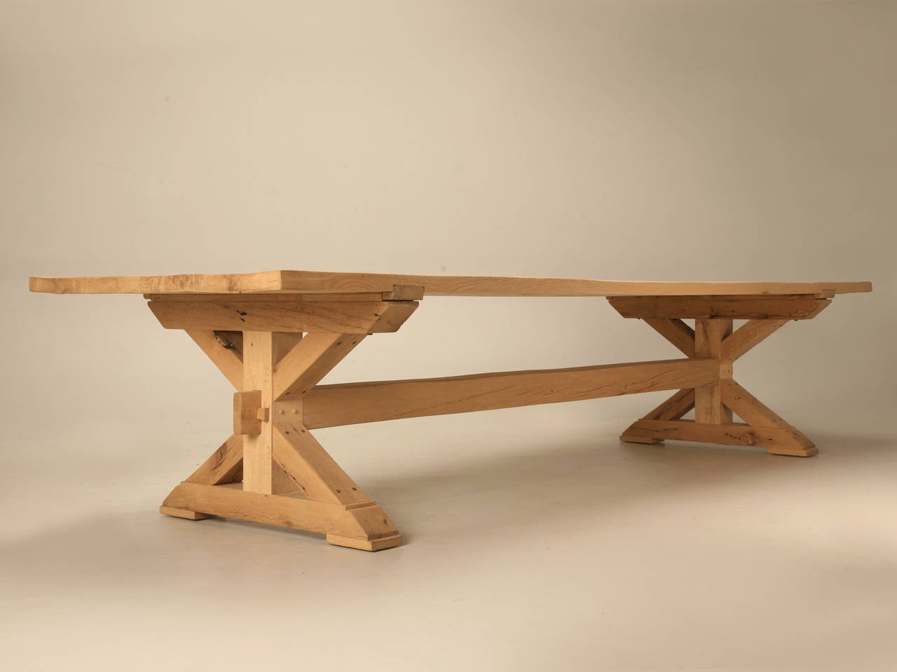 Country Custom Made Farm Table in Reclaimed White Oak Available Any Size by Old Plank For Sale