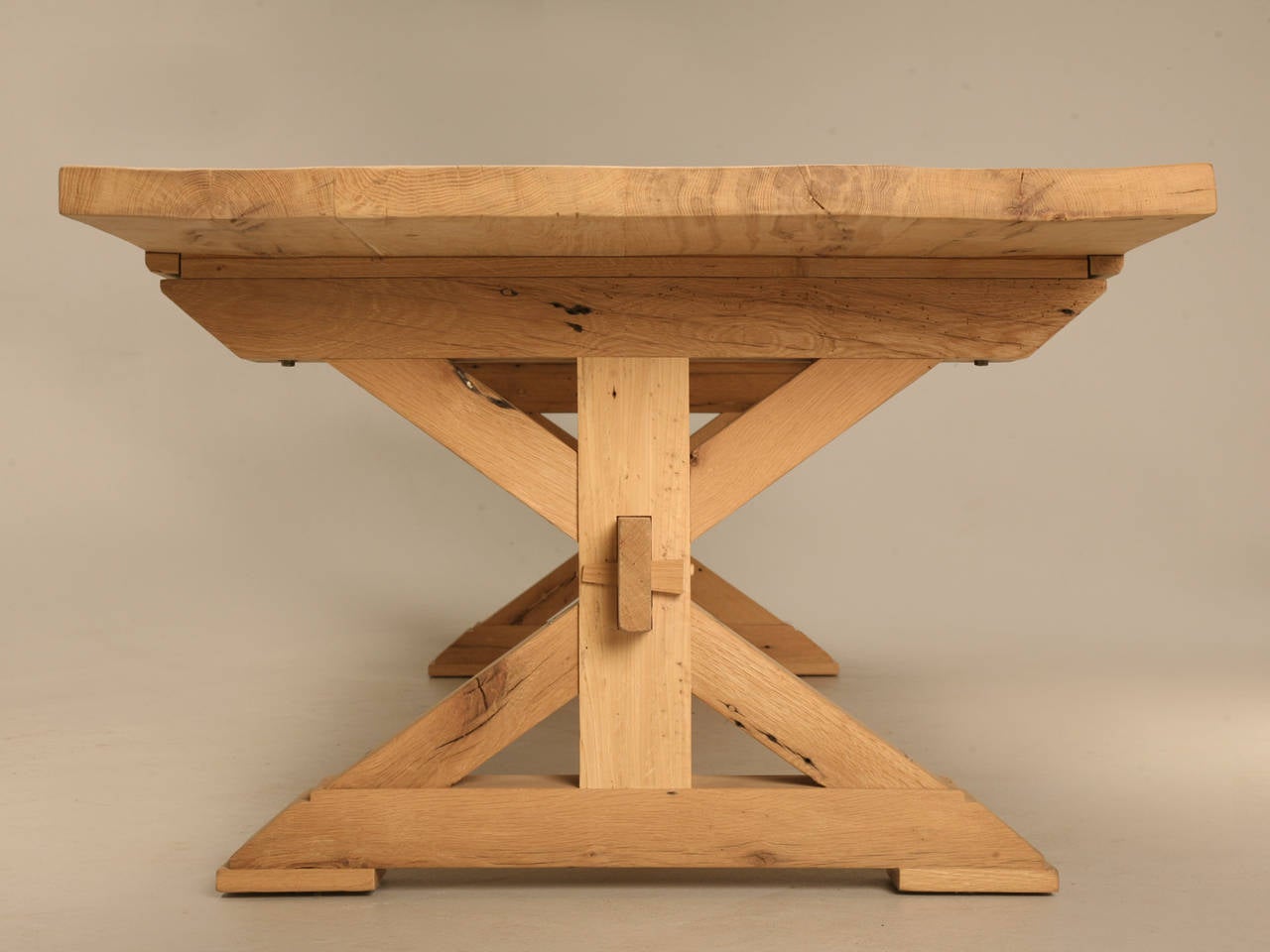 American Custom Made Farm Table in Reclaimed White Oak Available Any Size by Old Plank For Sale