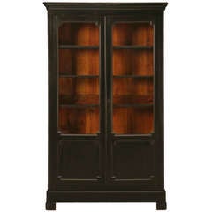 Original Black Antique French Henri II Bibliotheque/Bookcase/China Cabinet