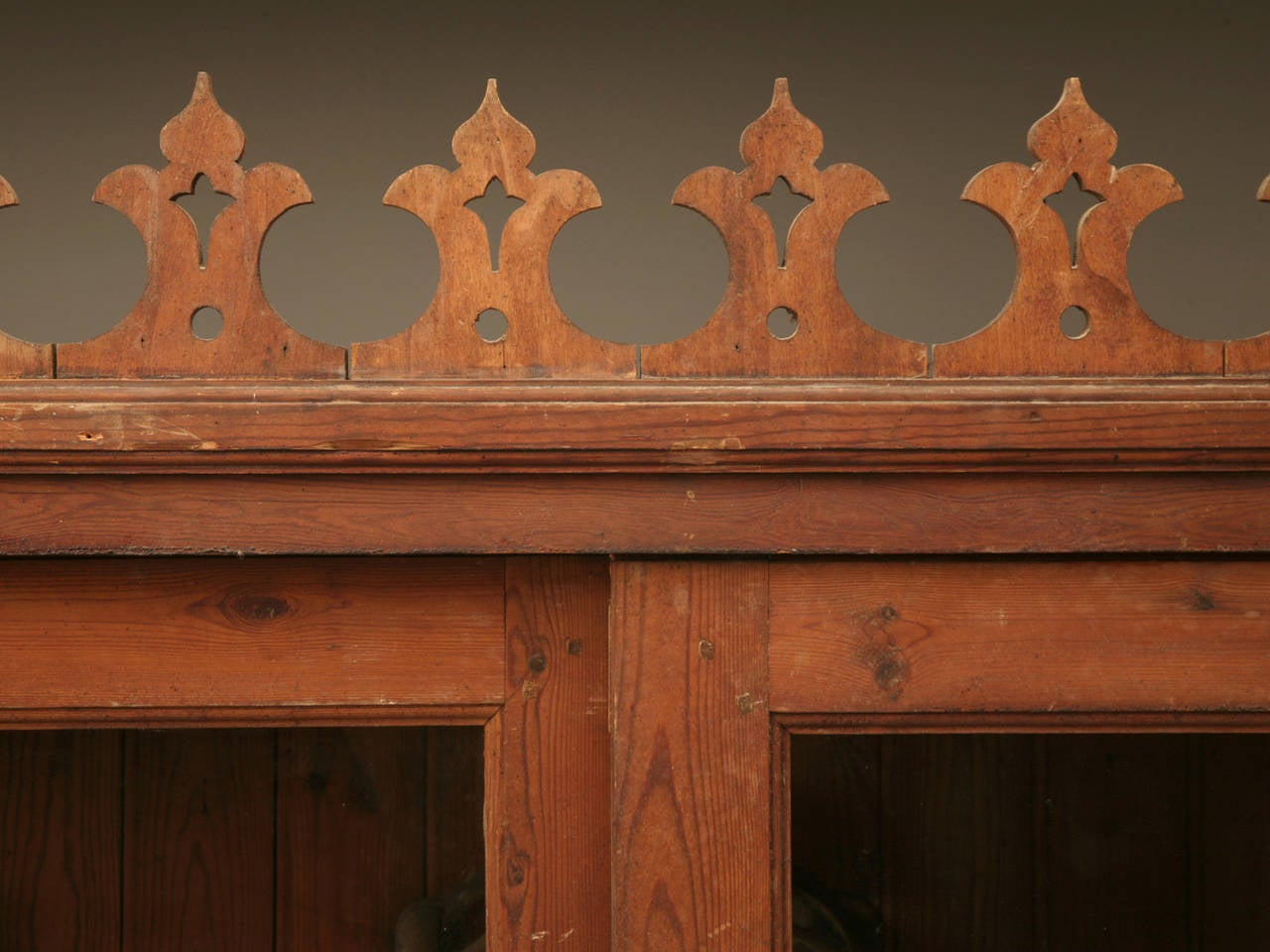 Matched pair of French tack cabinets from a vineyard in the South of France, circa 1880-1900. The finish on both cabinets is original and besides nobody is good enough to copy this old paint. The sliding doors still have their handmade French wavy