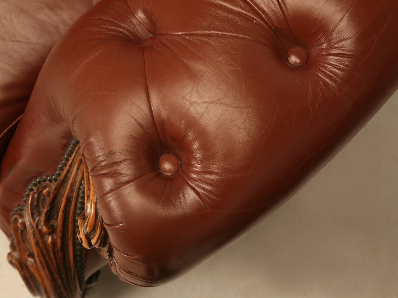 20th Century French Leather Chesterfields Armchairs with a Bit of a Twist