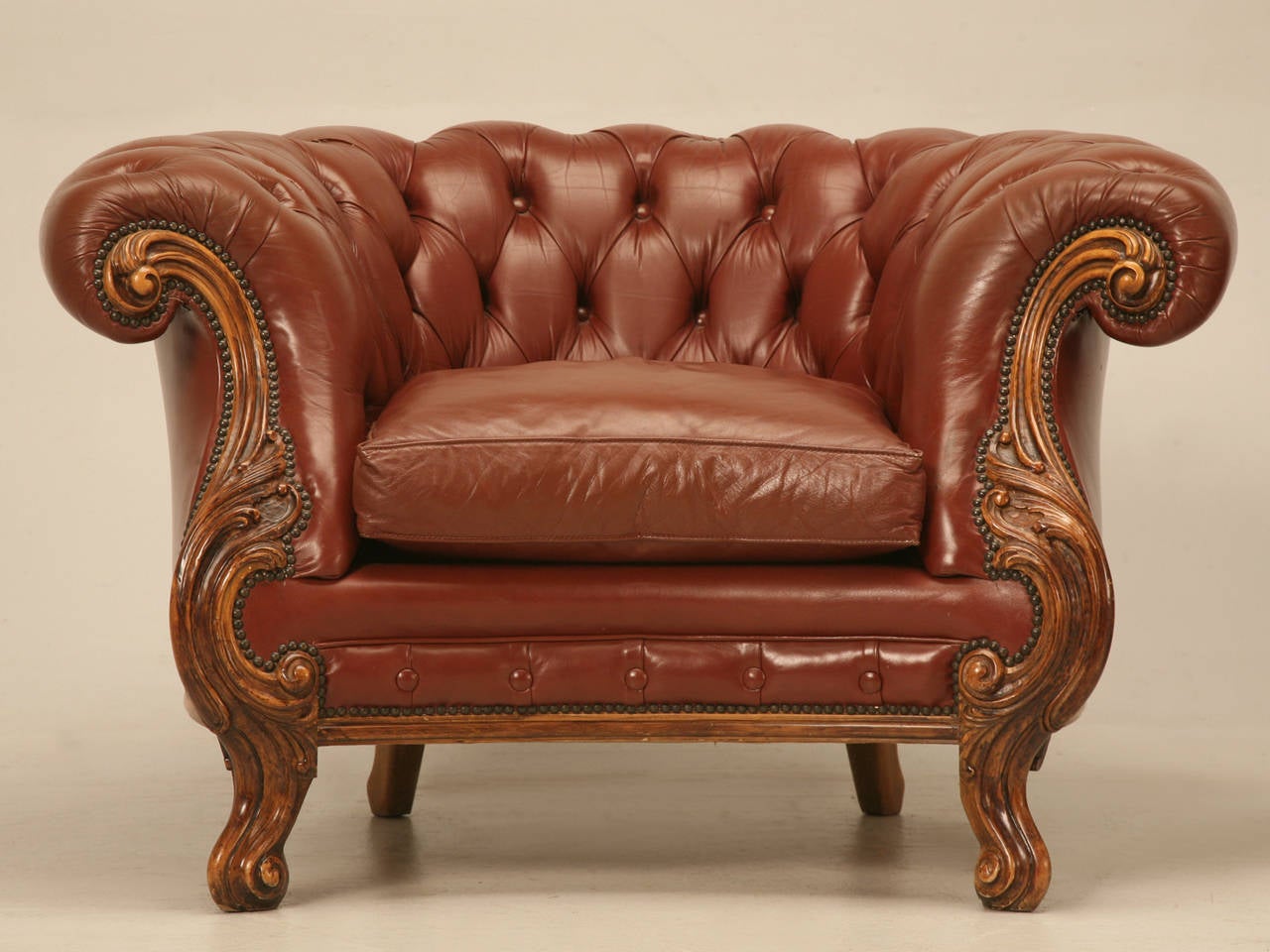 French Leather Chesterfields Armchairs with a Bit of a Twist 4